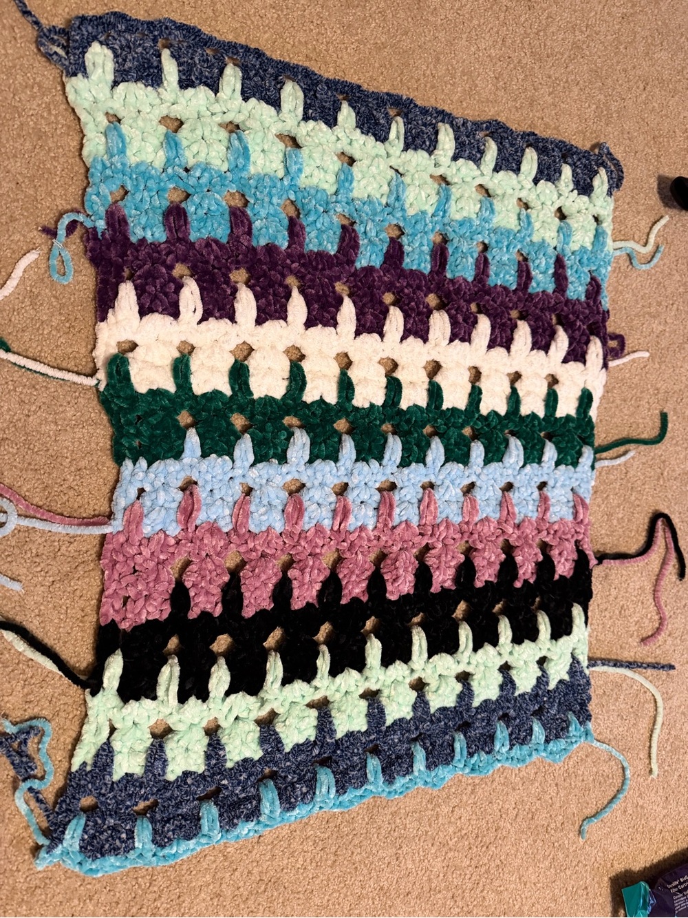 Handmade Crocheted Blanket with fringes. Was made for cat/kitten.